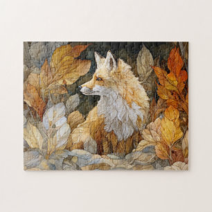 Decoupage Vos met Herfstbladeren Art Nouveau Legpuzzel