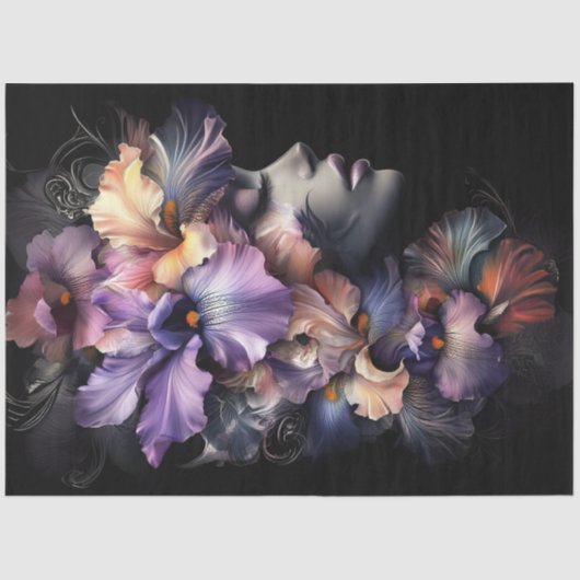 Decoupage Vrouw Bloemen Obsessie Delicate Petals Tissuepapier (Voorkant)