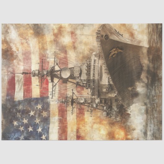 Decoupage VS oorlogsschip bij Zee Tissuepapier (Voorkant)