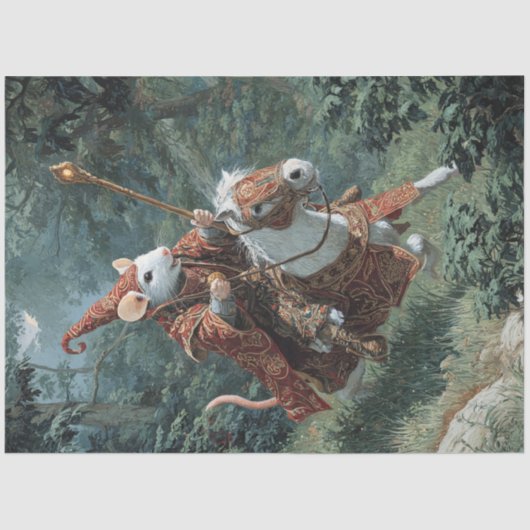 Decoupage Warrior Mouse & Majestic Witte Paard Tissuepapier (Voorkant)