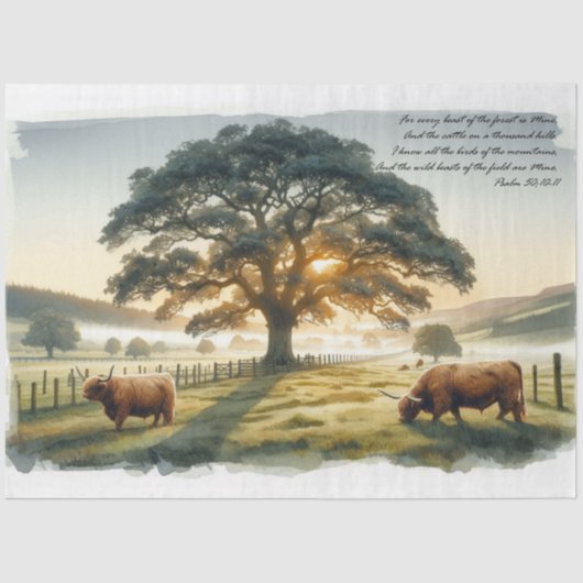 Decoupage Weefseldocument Psalm 50; 10-11 Plattela Tissuepapier (Voorkant)