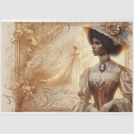 Decoupage Weefseldocument Victoriaans Afrikaans-Am Tissuepapier (Voorkant)