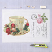 DECOUPAGE WEEFSELPAPIER : TEACUP EN FRANS TISSUEPAPIER (Craft)
