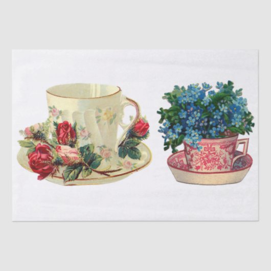DECOUPAGE WEEFSELPAPIER : TEACUPS TISSUEPAPIER (Voorkant)
