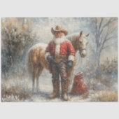 Decoupage Western Cowboy Santa & Horse Tissuepapier (Voorkant)