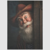 Decoupage Western Peeking Santa Clause Cowboy Hat  Tissuepapier (Voorkant)