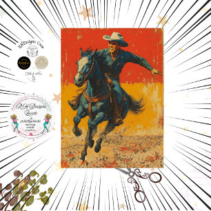 Decoupage Western Riding Cowboy Vintage Poster Tissuepapier
