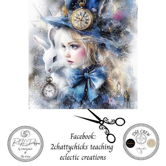 Decoupage Whimsical Alice Adventure & Rabbit  Tissuepapier