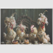 Decoupage Whimsical Boerderij Chickens Tea Party Tissuepapier (Voorkant)