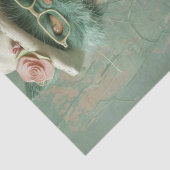 Decoupage Whimsical Cat Rustin Stool  Tissuepapier (Detail)