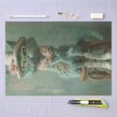 Decoupage Whimsical Cat Rustin Stool  Tissuepapier (Craft)