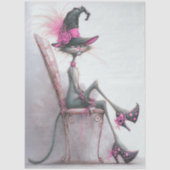 Decoupage Whimsical Cat Witch High Heels Catwalk  Tissuepapier (Voorkant)