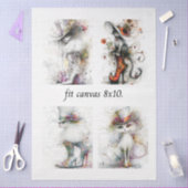 Decoupage Whimsical Cats Fits 8 x 10 Canvas  Tissuepapier (Craft)