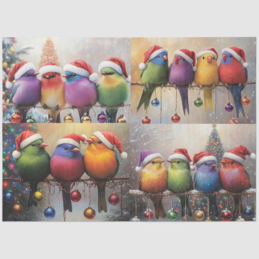 Decoupage Whimsical Christmas Birds Scrapbooking Tissuepapier (Voorkant)