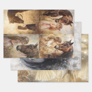 Decoupage Whimsical Collectie Horses & Swan Inpakpapier Vel