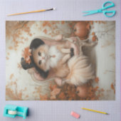 Decoupage Whimsical Cream Cat bij Thanksgiving Tissuepapier (Craft)