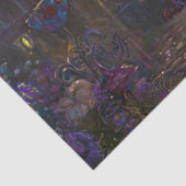 Decoupage Whimsical Fantasy Paarse Kat met Pet Tissuepapier (Detail)