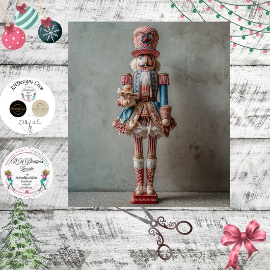 Decoupage Whimsical Festive Nutcracker Tissuepapier