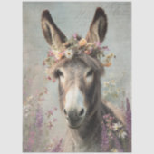Decoupage Whimsical Floral Donkey Farm Scene Tissuepapier (Voorkant)