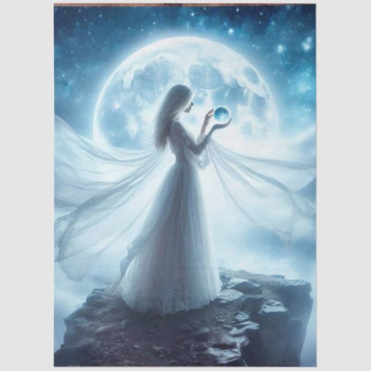 Decoupage Whimsical Full Moon Witchy Woman Tissuepapier (Voorkant)