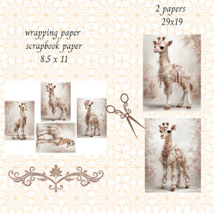 Decoupage Whimsical Giraffe Pink Scrapbooking Inpakpapier Vel
