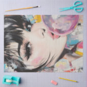 Decoupage Whimsical Girl & Her Bubble Gum Herinner Tissuepapier (Craft)