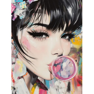 Decoupage Whimsical Girl & Her Bubble Gum Herinner Tissuepapier