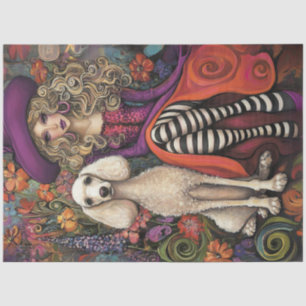 Decoupage Whimsical Girl Violet & Poedel Sneeuwbal Tissuepapier