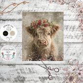 Decoupage Whimsical Highland Calf Floral Crown Tissuepapier