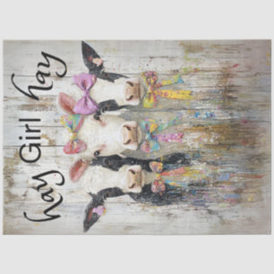 Decoupage Whimsical Jersey Kalveren Hay Meisje Hay Tissuepapier