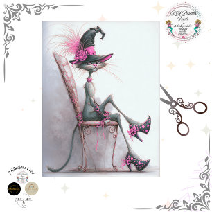 Decoupage Whimsical Kat Heks Hoge Hakken Catwalk Tissuepapier