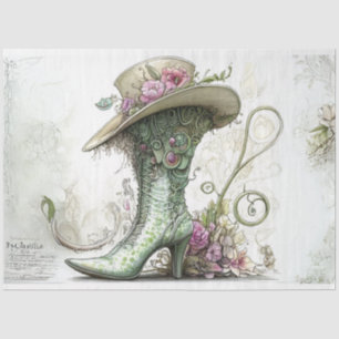 Decoupage Whimsical Scrapbooking Boot Tissuepapier