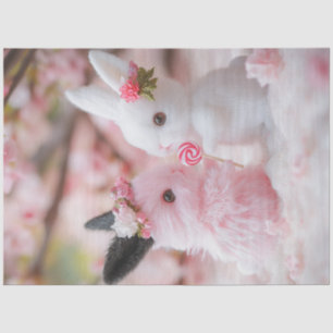 Decoupage Whimsical Valentijn Bunny Paar Tissuepapier