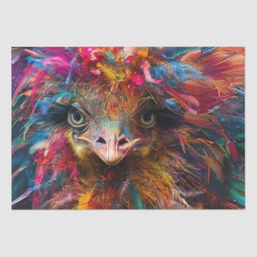 Decoupage Whimsical Vibrant Wackadoodle Ostrich Tissuepapier (Voorkant)