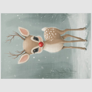 Decoupage Whimsical Winter Rudolph Christmas Tissuepapier