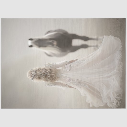 Decoupage Whispers of Wedding Day Lady & Horse Tissuepapier (Voorkant)