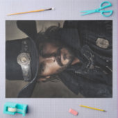 Decoupage Wild West Lawman gekleed in het zwart Tissuepapier (Craft)