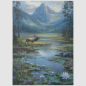 Decoupage Winter Scene Elk Hunting Tissuepapier (Voorkant)