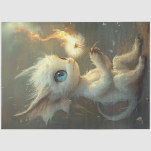 Decoupage Wit Furred Little Creature & Dandelion Tissuepapier