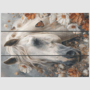 Decoupage Witte Paard Plank Muur Fluisteringen Wei Tissuepapier