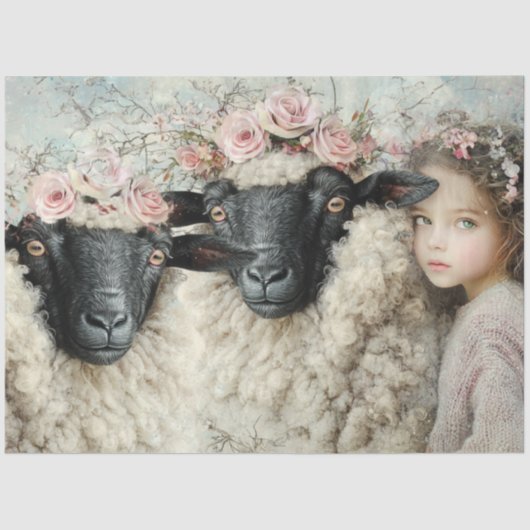Decoupage Wool & Whispers Sheep & Marigold Tissuepapier (Voorkant)