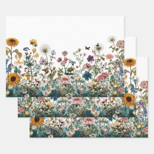 Decoupage Wrapping Landschap Wildflowers Transfer Inpakpapier Vel (Set)