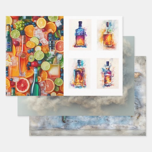 Decoupage Wrapping Paper USA, Kaart & Bar (Set)