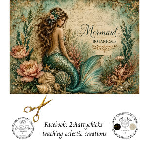 Decoupage Zeemeermin Botanicals Oceaan Bloemen  Tissuepapier