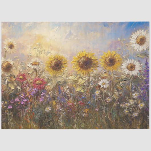 Decoupage  Zonnebloem & Wildflower Olieverf Tissuepapier (Voorkant)