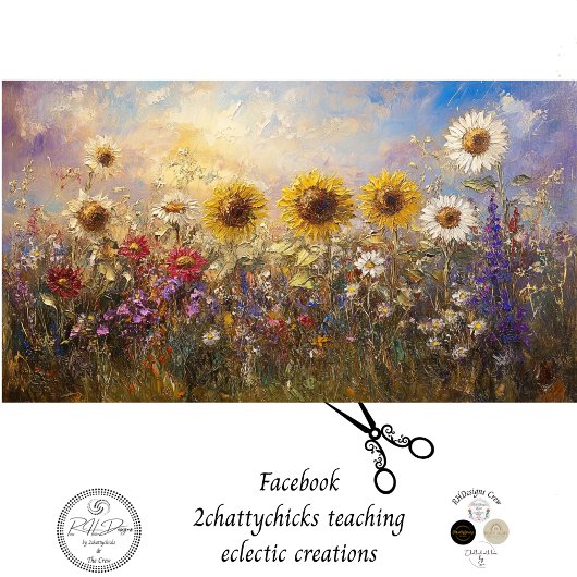 Decoupage  Zonnebloem & Wildflower Olieverf Tissuepapier