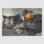 Decoupage - Zwerfkat met ooglapje - Tissuepapier (Voorkant)