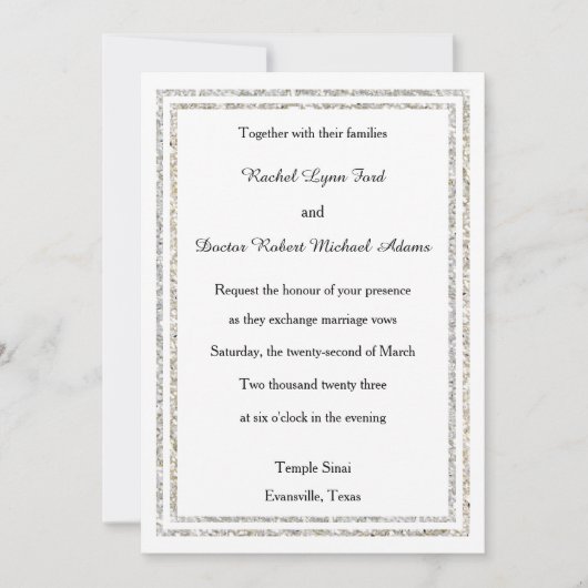 Découpe chic brillante en argent - 5x7 Faire-part  (Devant)