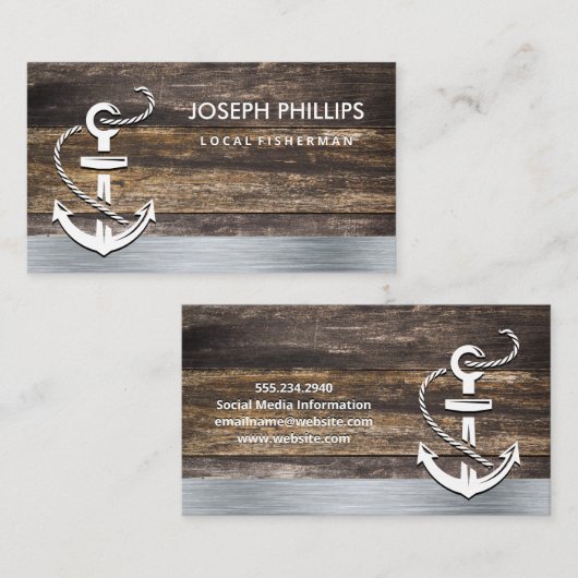 Découpe en métal bois ancien | Carte de visite d'i (Devant / Derrière)