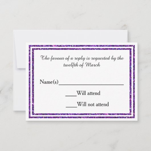 Découpe violette aux rayures - Carte RSVP (Devant)
